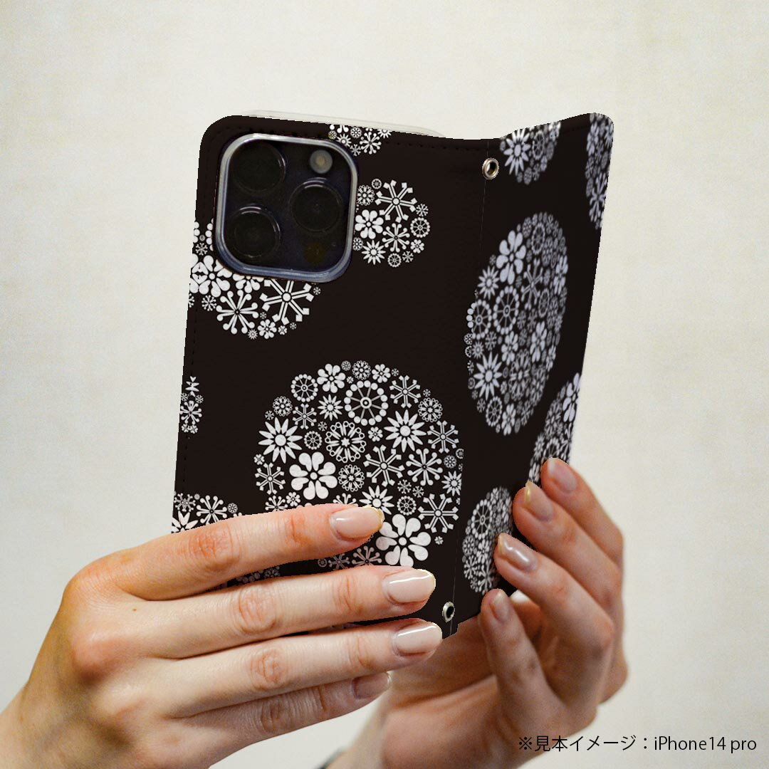 iPhone16plus 6.7インチ 専用 各キャリア iPhone 16 plus 共通対応 ケース カバー 手帳型 マグネット式 ピタッと閉まる レザーケース iphone 16plus カード収納 ポケット igcase 010344 　花　白　黒