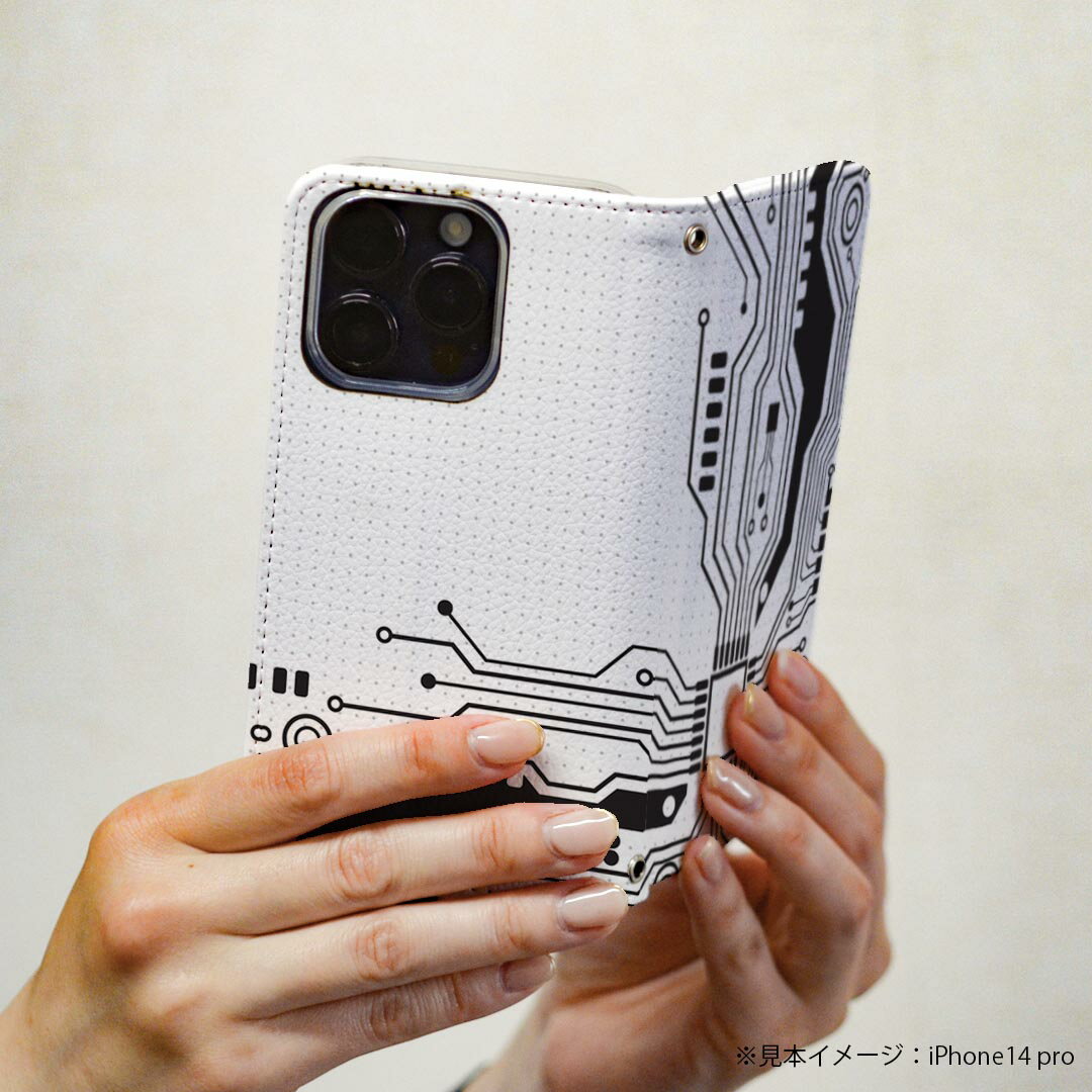 iPhone8 iphone 6/7/8 共通対応 アイフォーン 専用 ケース カバー 手帳型 マグネット式 ピタッと閉まる レザーケース sc02k カード収納 ポケット igcase 010407 化学　模様　白　黒 3