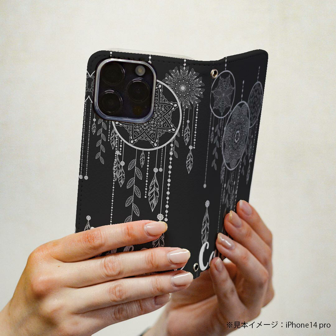 iPhone XR iPhone 10r アイフォーン エックスアール テンアール 専用 ケース カバー 手帳型 マグネット式 ピタッと閉まる レザーケース iphonexr カード収納 ポケット igcase 010415 ドリームキャッチャー　羽　黒