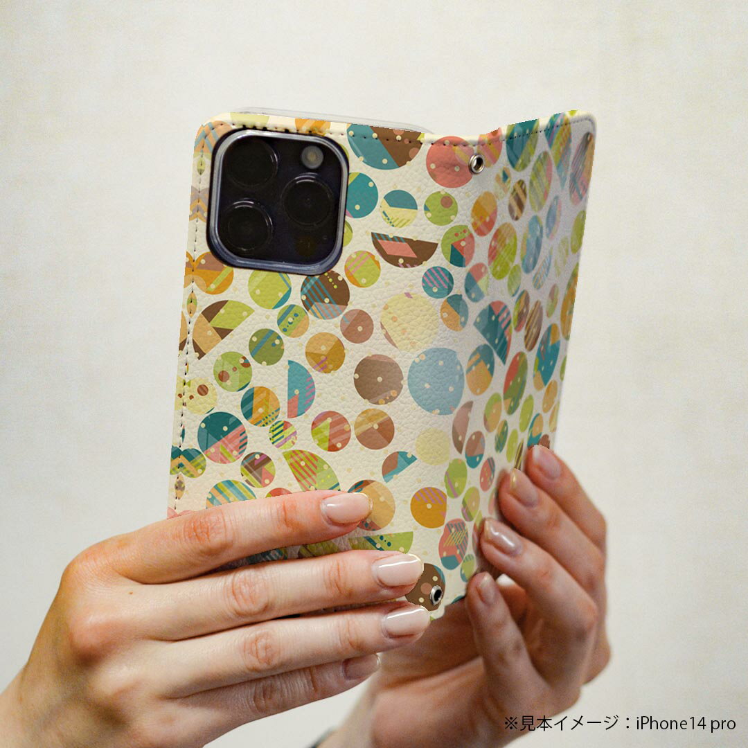 iPhone8 iphone 6/7/8 共通対応 アイフォーン 専用 ケース カバー 手帳型 マグネット式 ピタッと閉まる レザーケース sc02k カード収納 ポケット igcase 010421 水玉　ドット　カラフル 3