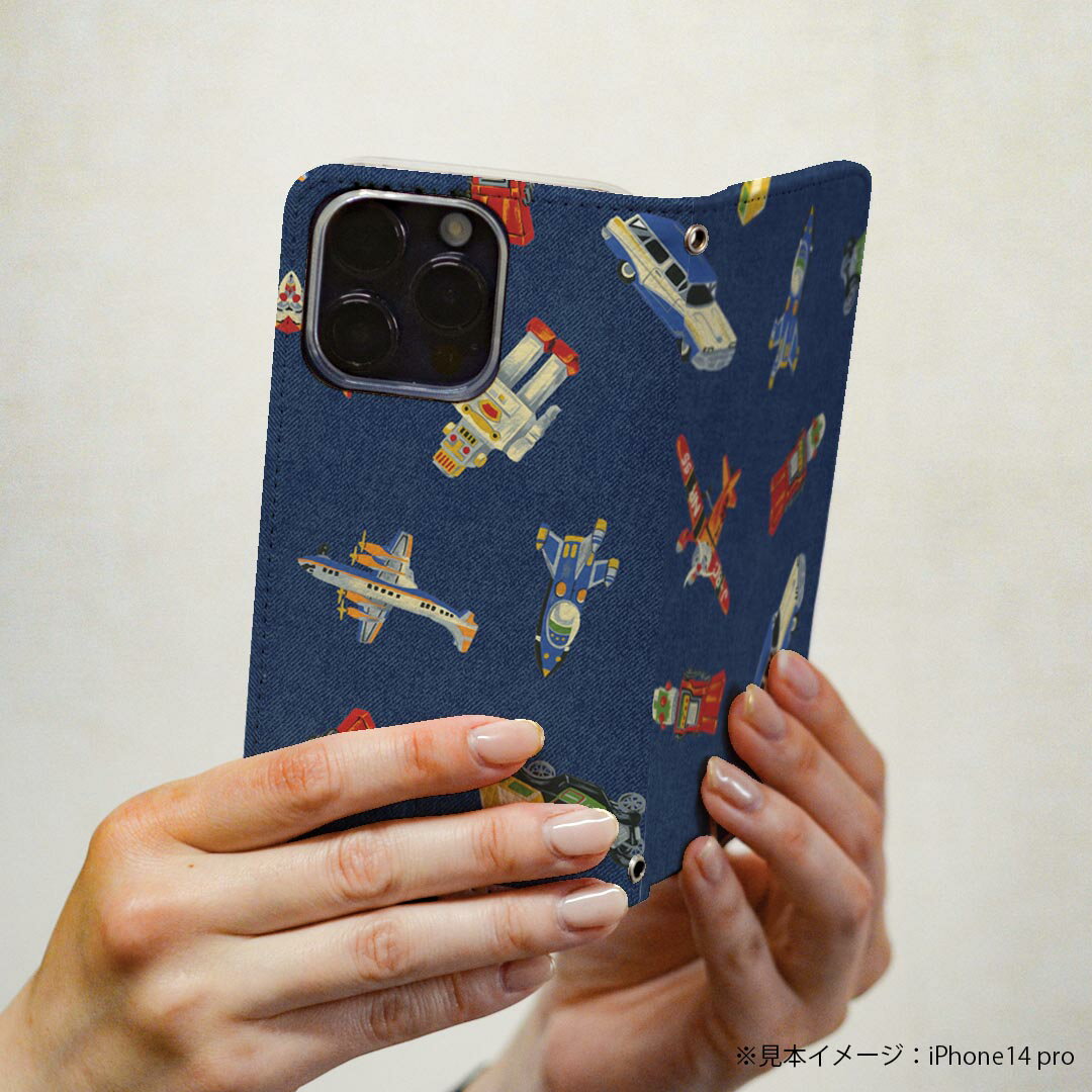 Xperia 1 VII SO-51F 用 エクスペリア SO-51F / SOG15 / QX-FS44 / 共通対応カバー 手帳型 マグネット式 ピタッと閉まる レザーケース カード収納 ポケット igcase 010454 おもちゃ　ロボット　車