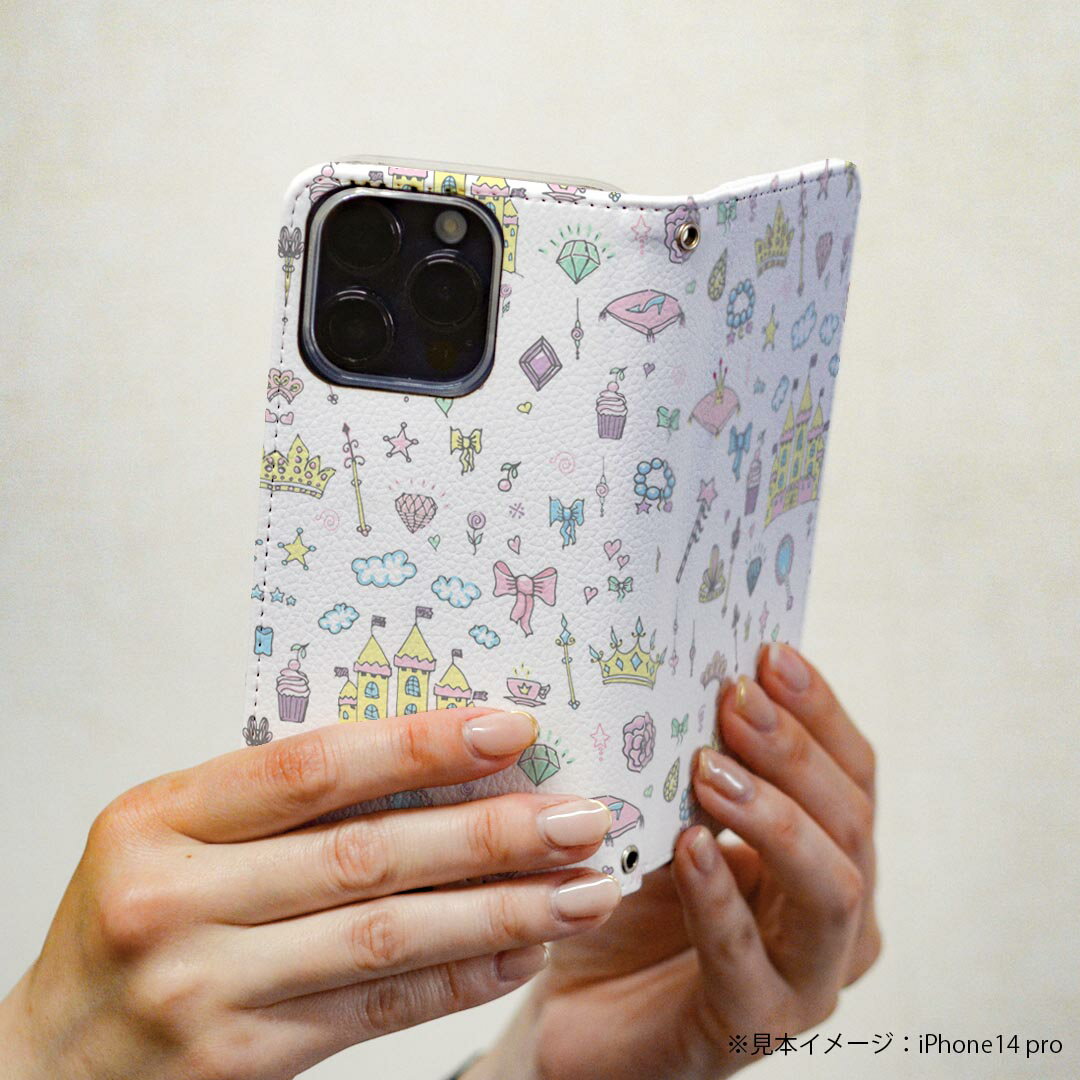 Disney Mobile on docomo DM-01K 専用 ケース カバー 手帳型 マグネット式 ピタッと閉まる レザーケース dm01k カード収納 ポケット igcase 010572 リボン　おしゃれ　お城