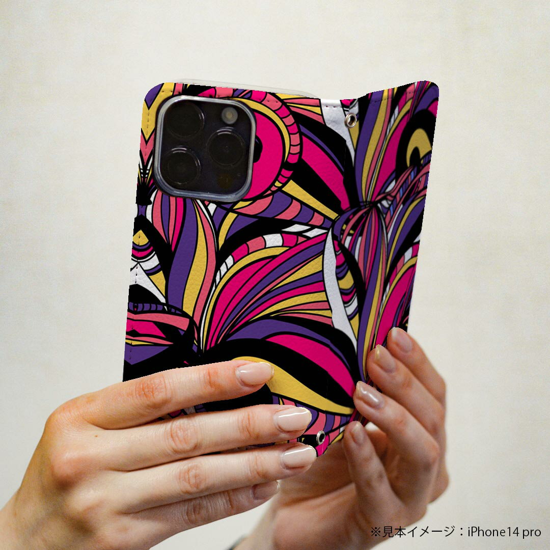 Rakuten BIG s 楽天モバイル 専用 ケース カバー 手帳型 マグネット式 ピタッと閉まる レザーケース カード収納 ポケット igcase 010622 アート　模様　カラフル