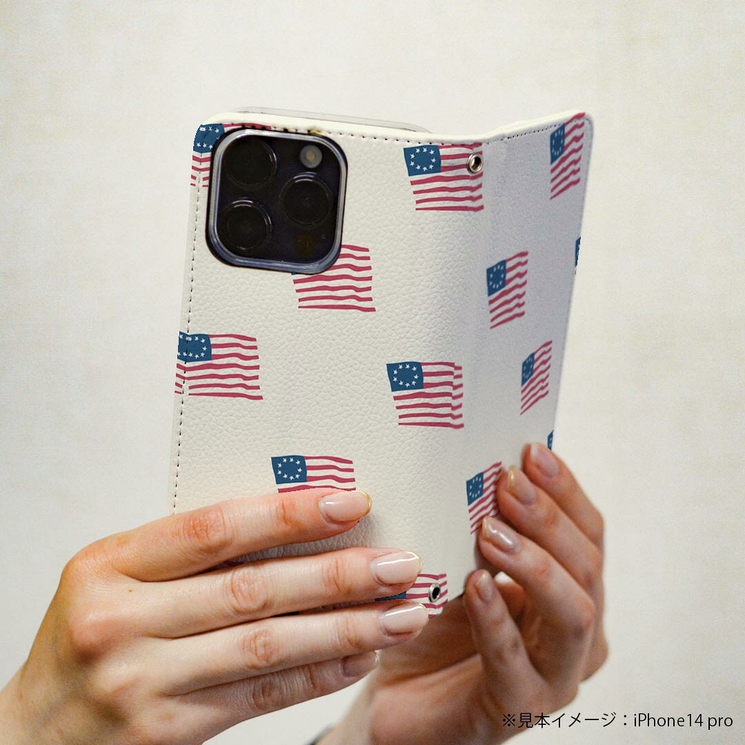 Galaxy S22 SC-51C / SCG13 共通対応 専用 ケース カバー 手帳型 マグネット式 ピタッと閉まる レザーケース sc51c カード収納 ポケット igcase 010666 アメリカ　国旗　外国