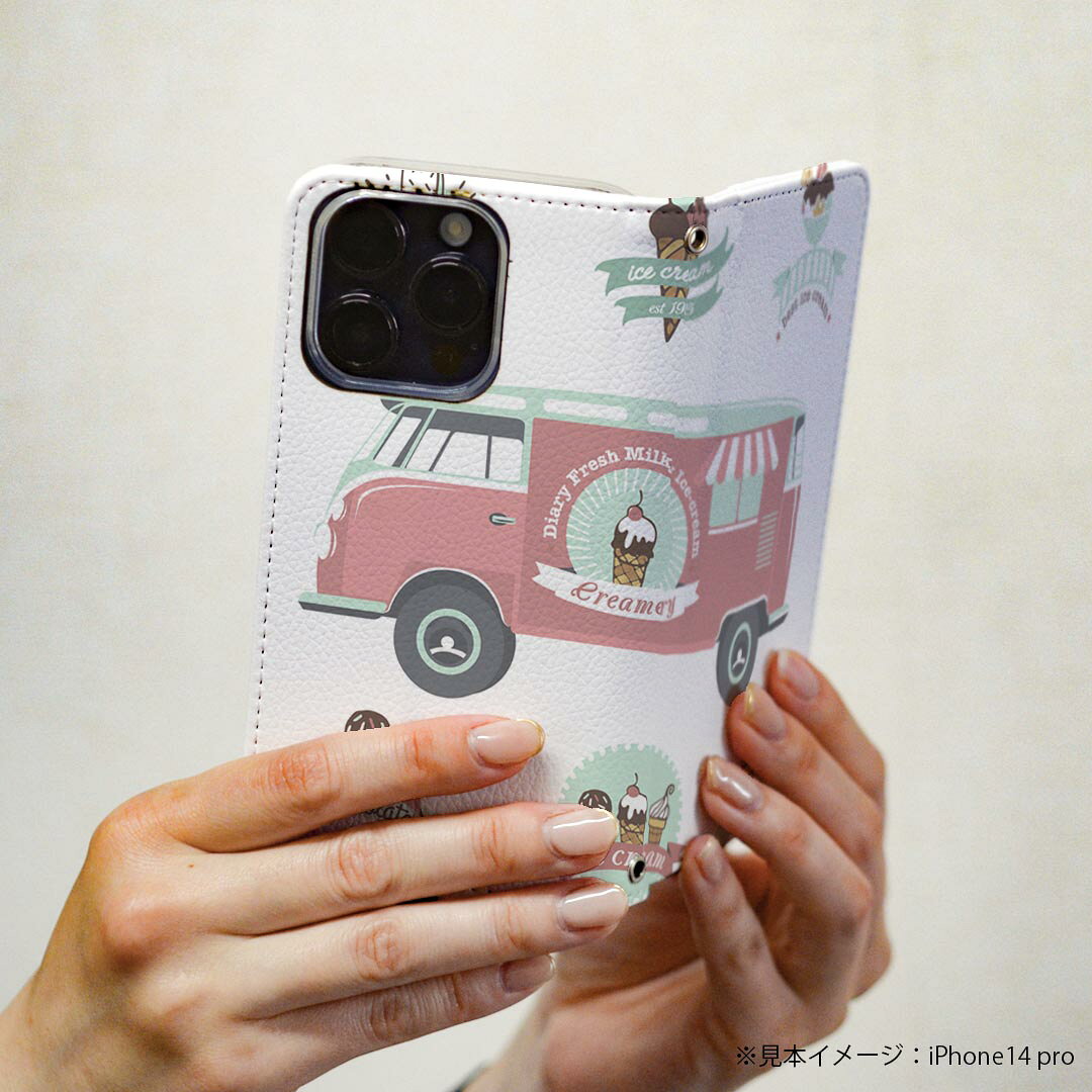 LGV33 Qua phone PX キュア フォン lgv33 専用 ケース カバー 手帳型 マグネット式 ピタッと閉まる レザーケース カード収納 ポケット igcase 010775 車　アイス　デザート