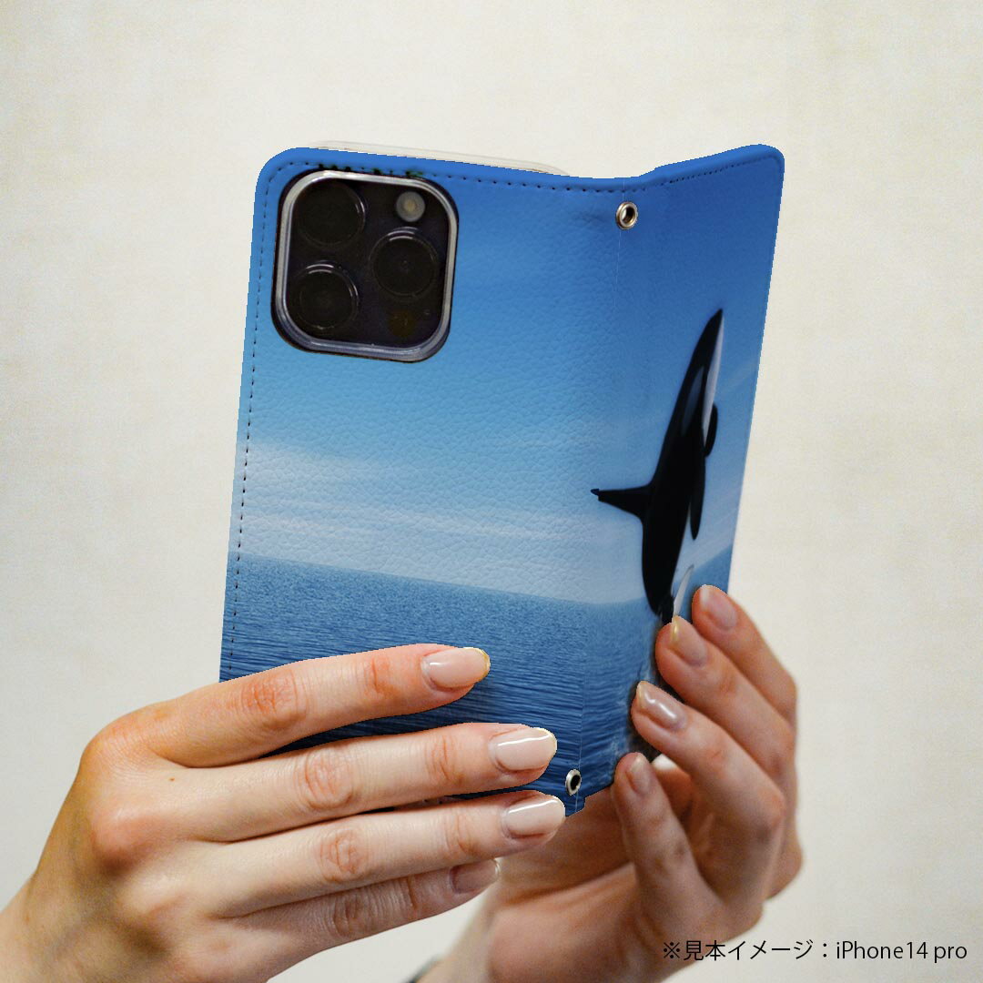 LGV33 Qua phone PX キュア フォン lgv33 専用 ケース カバー 手帳型 マグネット式 ピタッと閉まる レザーケース カード収納 ポケット igcase 010806 シャチ　生き物　海