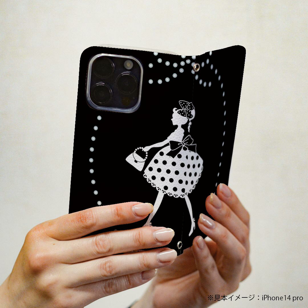 Google Pixel 8a 用 手帳型 ケース カバー ピクセル8a pixel8a 対応 ケース カバー 手帳型 マグネット式 ピタッと閉まる レザーケース カード収納 ポケット igcase 010809 リボン　水玉　ガーリー