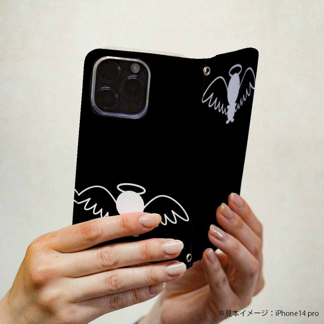 Google Pixel5 ケース 専用 ケース カバー 手帳型 マグネット式 ピタッと閉まる レザーケース pixel 5 カード収納 ポケット igcase 010816 天使　黒　白