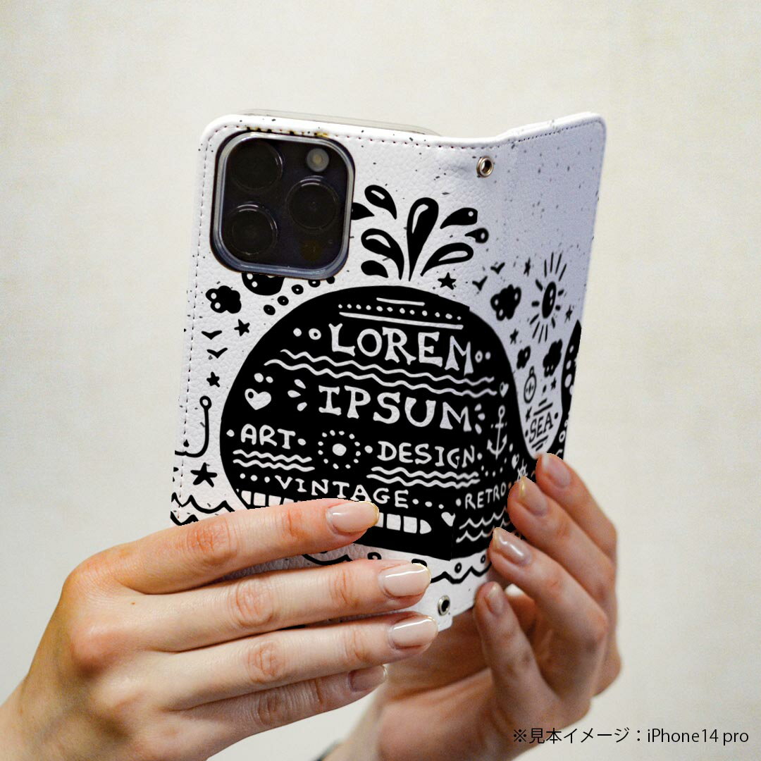 S25 Ultra 用 スマホカバー SC-52F / SCG32 共通対応 ケース カバー 手帳型 マグネット式 ピタッと閉まる レザーケース カード収納 ポケット 011019 くじら　海　英語