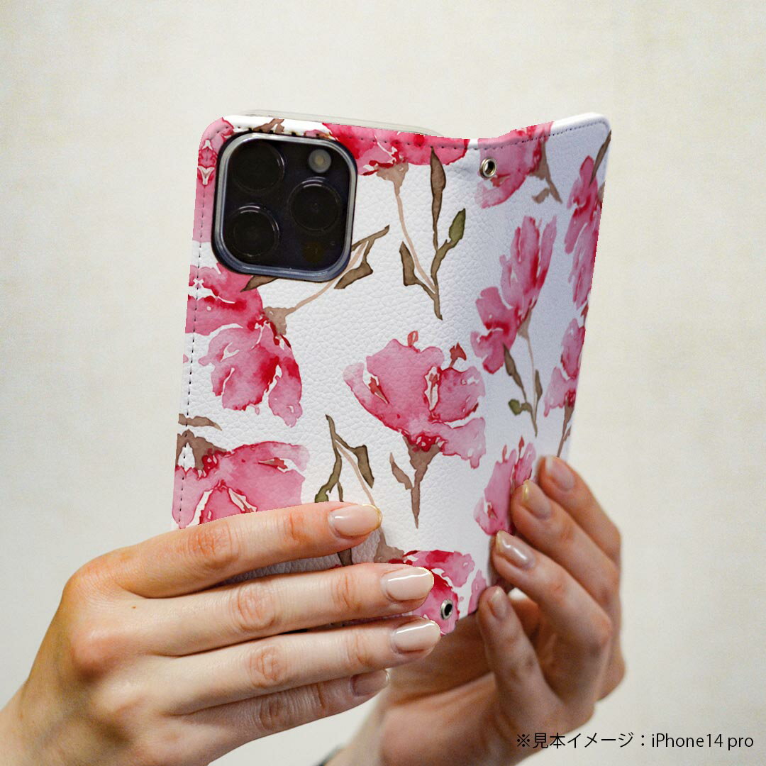 Google Pixel 9 Pro XL 専用 ケース カバー 手帳型 マグネット式 ピタッと閉まる レザーケース pixel9proxl カード収納 ポケット igcase 011058 花　水彩　ピンク