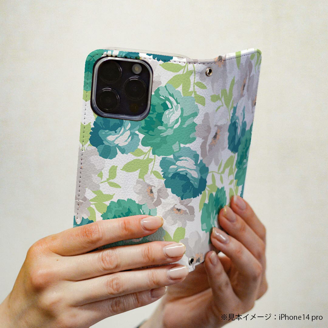 Rakuten BIG s 楽天モバイル 専用 ケース カバー 手帳型 マグネット式 ピタッと閉まる レザーケース カード収納 ポケット igcase 011104 花　　緑