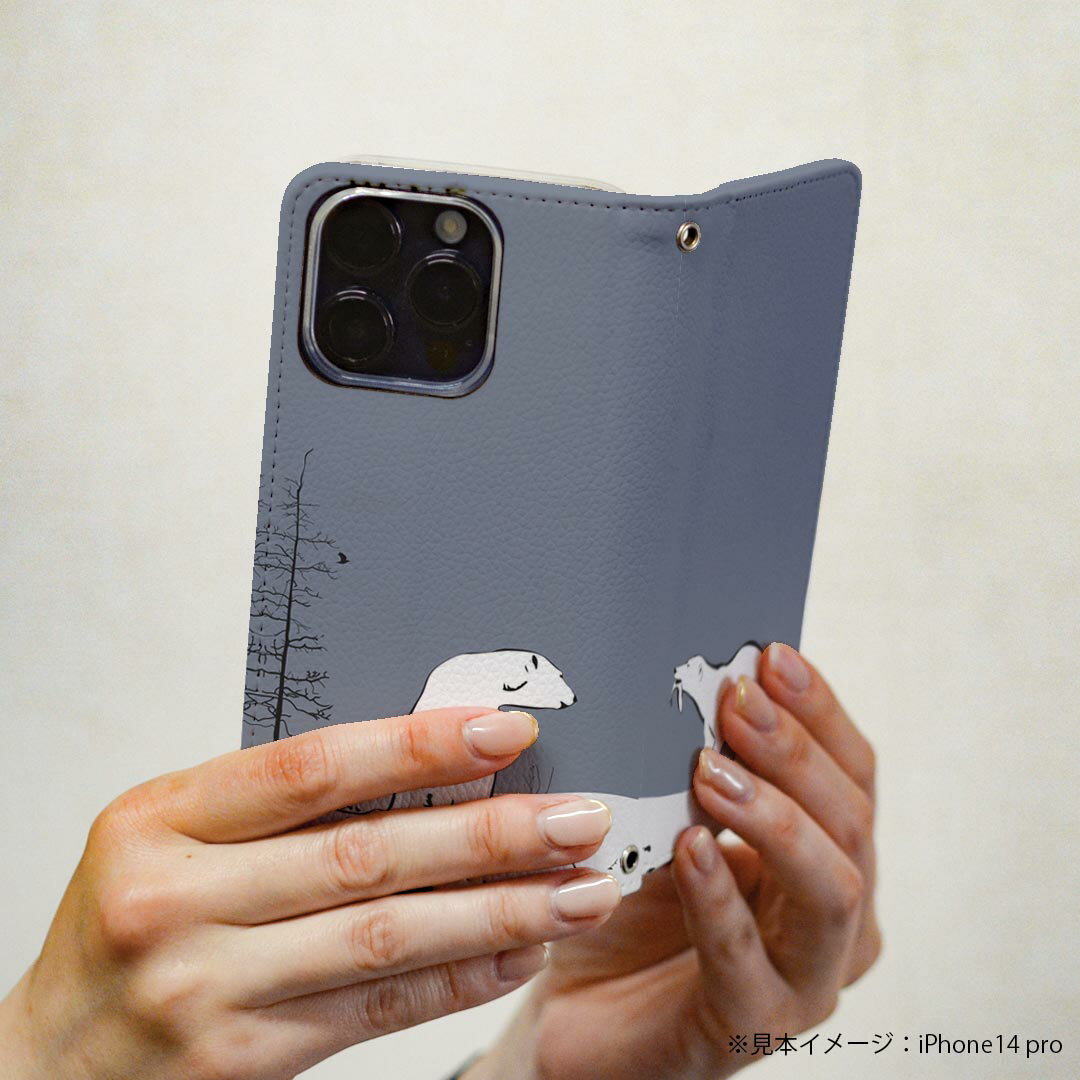 LG style2 L-01L エルジー スタイル ツー l01l専用 ケース カバー 手帳型 マグネット式 ピタッと閉まる レザーケース カード収納 ポケット igcase 011140 シロクマ　動物　くま