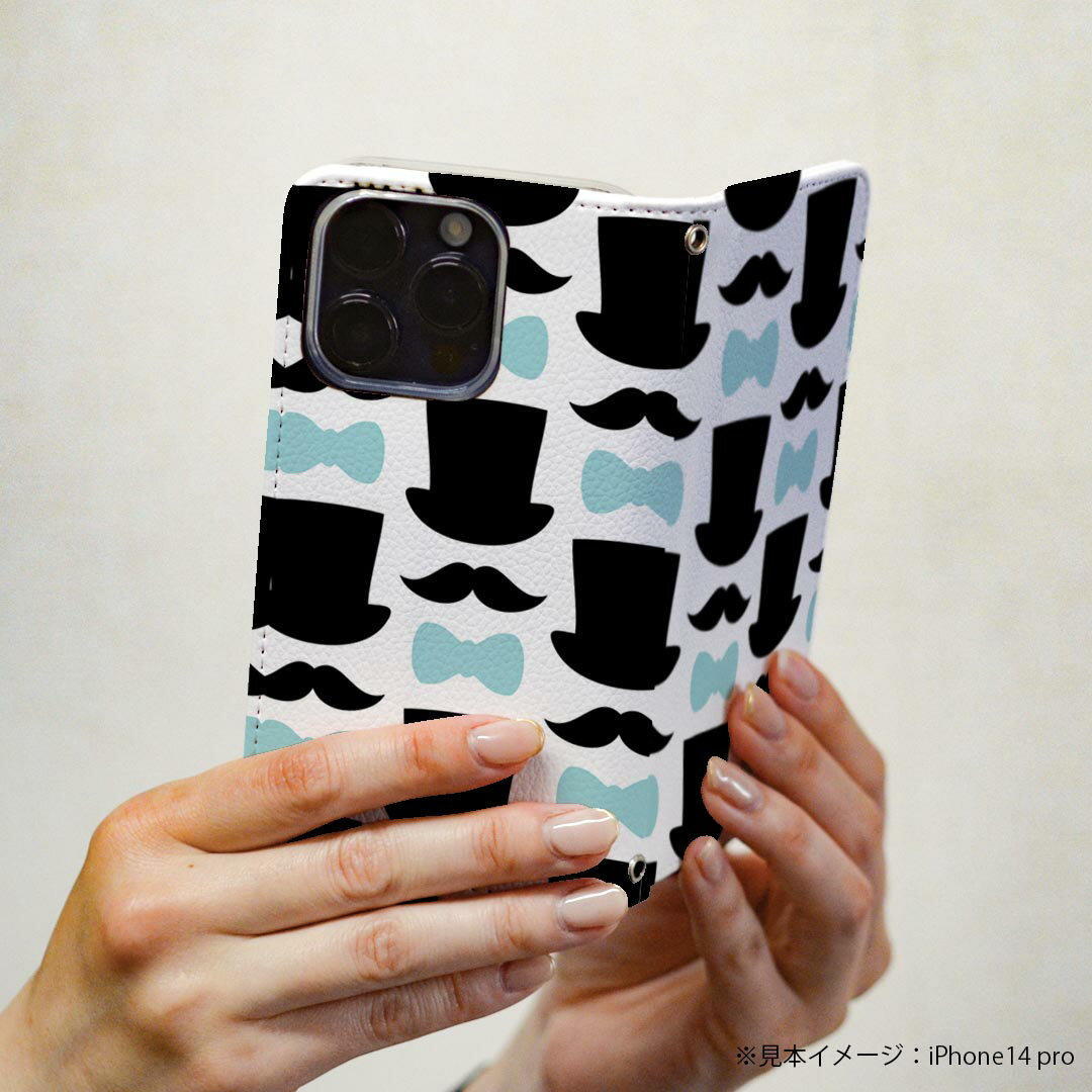 Galaxy S20 Plus 5G 専用 ケース SC-52A マグネット式 ピタッと閉まる sc52a カバー レザーケース カード収納 ポケット igcase 011245 帽子　ひげ　リボン