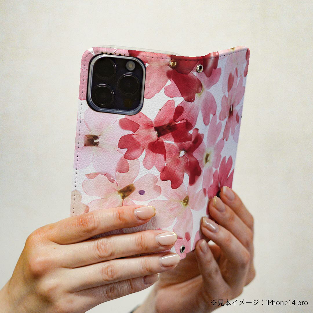 Xperia 10 VII 用 スマホカバー SO-52F / SOG16 / XQ-FE44 共通対応 ケース カバー 手帳型 マグネット式 ピタッと閉まる レザーケース カード収納 ポケット 011258 花　　水彩