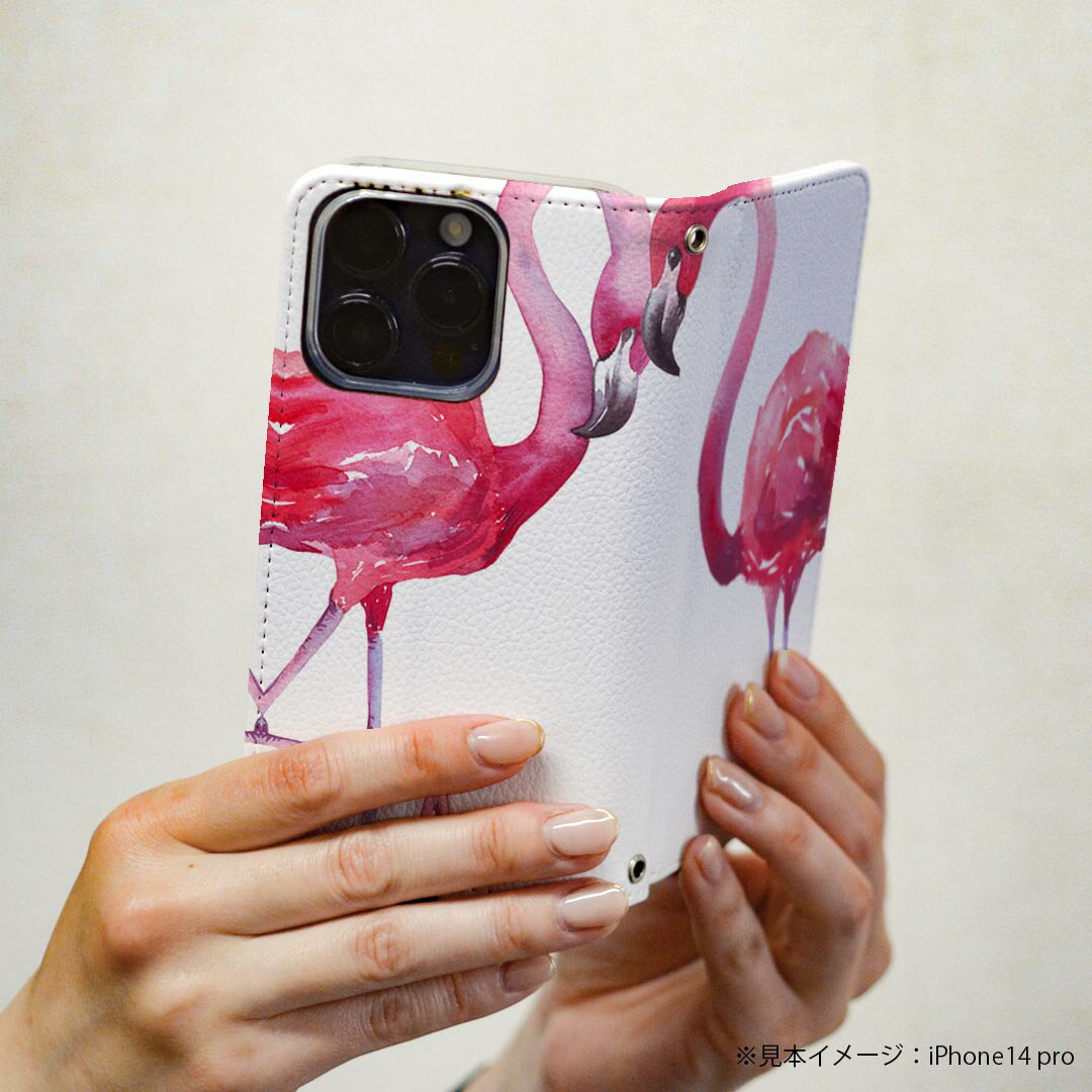 arrows Be4 F-41A 用 スマホカバー f41a アローズビー4 ケース カバー 手帳型 マグネット式 ピタッと閉まる レザーケース カード収納 ポケット 011411 フラミンゴ　ピンク　鳥