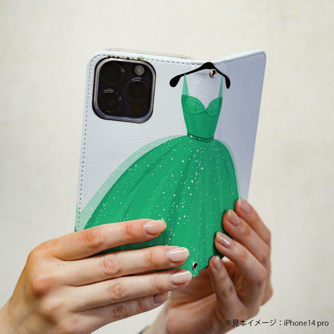 iPhone7 iphone 6/7/8 共通対応 アイフォーン 用 ケース カバー 手帳型 マグネット式 ピタッと閉まる igcase 011416 ドレス　ファッション　緑