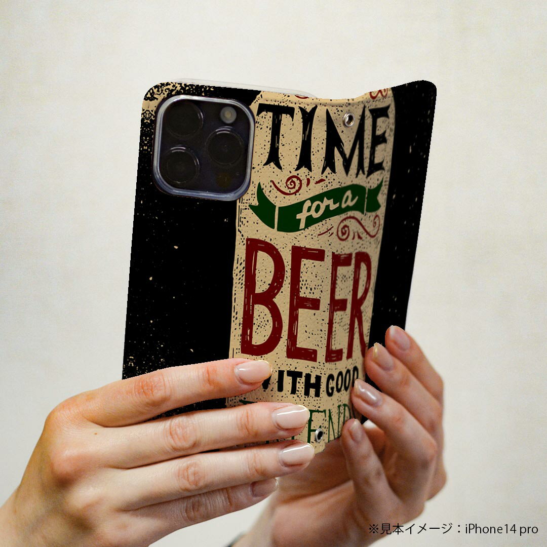 arrows Alpha F-51F 用 スマホカバー ケース カバー 手帳型 マグネット式 ピタッと閉まる レザーケース カード収納 ポケット 011712 ビール　飲み物　英語