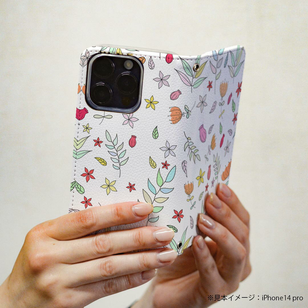 AQUOS wish4 用 ケース カバー 手帳型 SH-52E / A402SH 共通対応 マグネット式 ピタッと閉まる レザーケース sh52e カード収納 ポケット igcase 011847 花柄　模様　かわいい