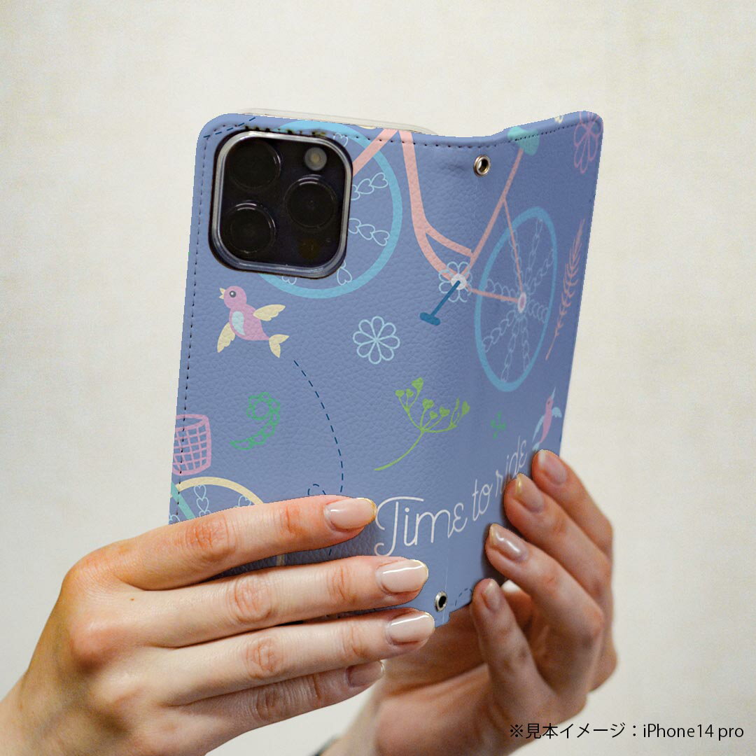 iPhone Air 用 スマホカバー 各キャリア 共通対応 ケース カバー 手帳型 マグネット式 ピタッと閉まる レザーケース カード収納 ポケット igcase 011863 かわいい　鳥　自転車