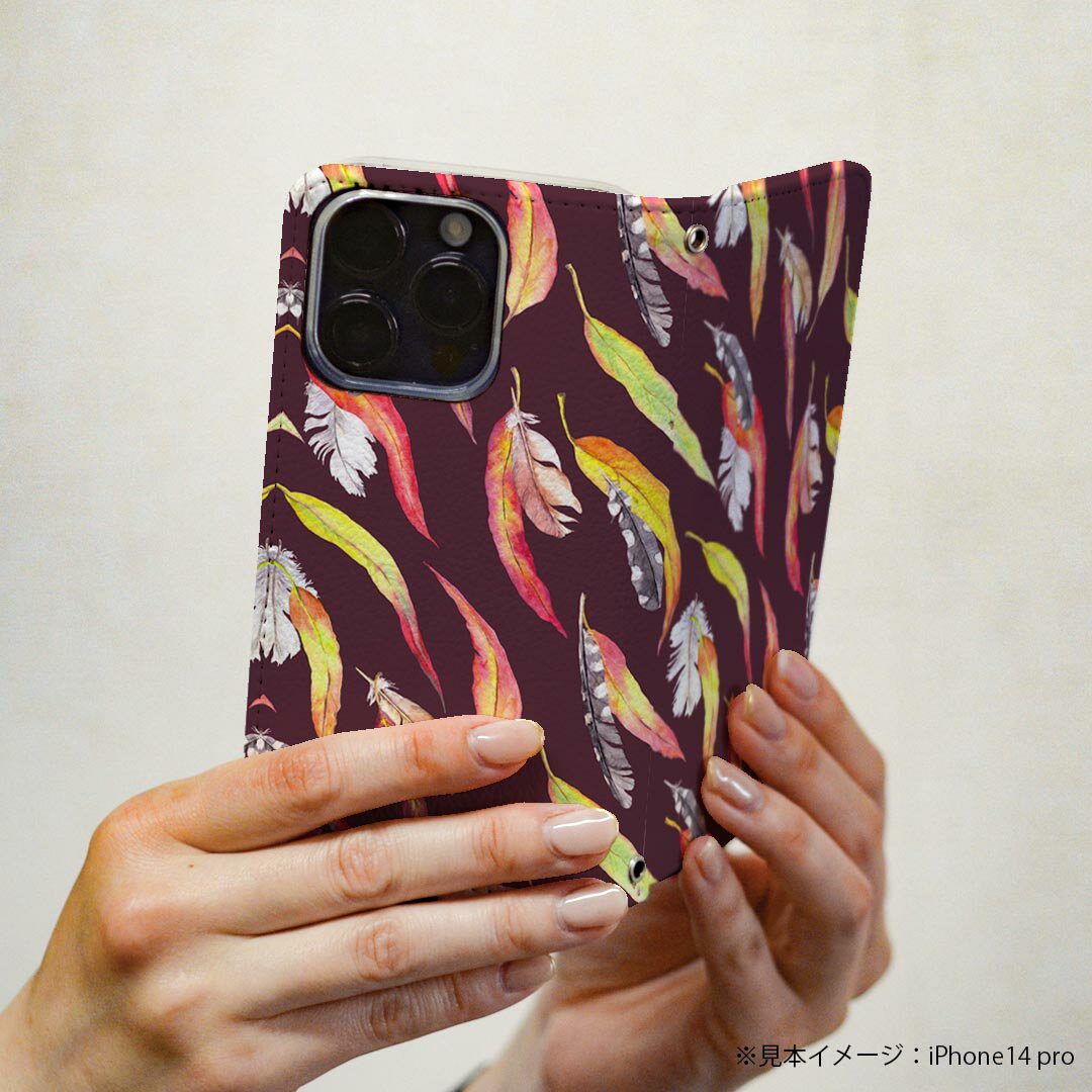 iPhone14 6.1インチ 専用 各キャリア iPhone 14 共通対応 ケース カバー 手帳型 マグネット式 ピタッと閉まる レザーケース iphone 14 カード収納 ポケット igcase 011891 羽　模様　おしゃれ