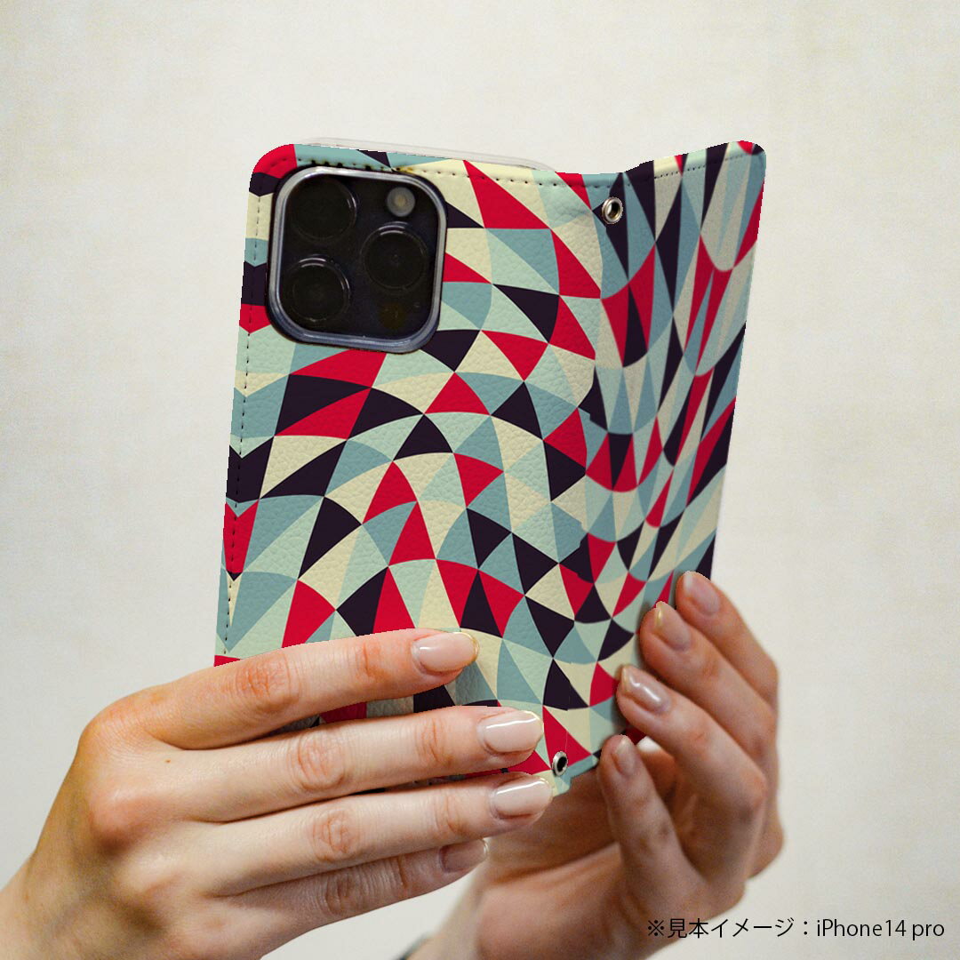 Xperia XZ SO-01J エクスペリア XZ so01j 専用 ケース カバー 手帳型 マグネット式 ピタッと閉まる レザーケース カード収納 ポケット igcase 011918 模様　幾何学模様　三角