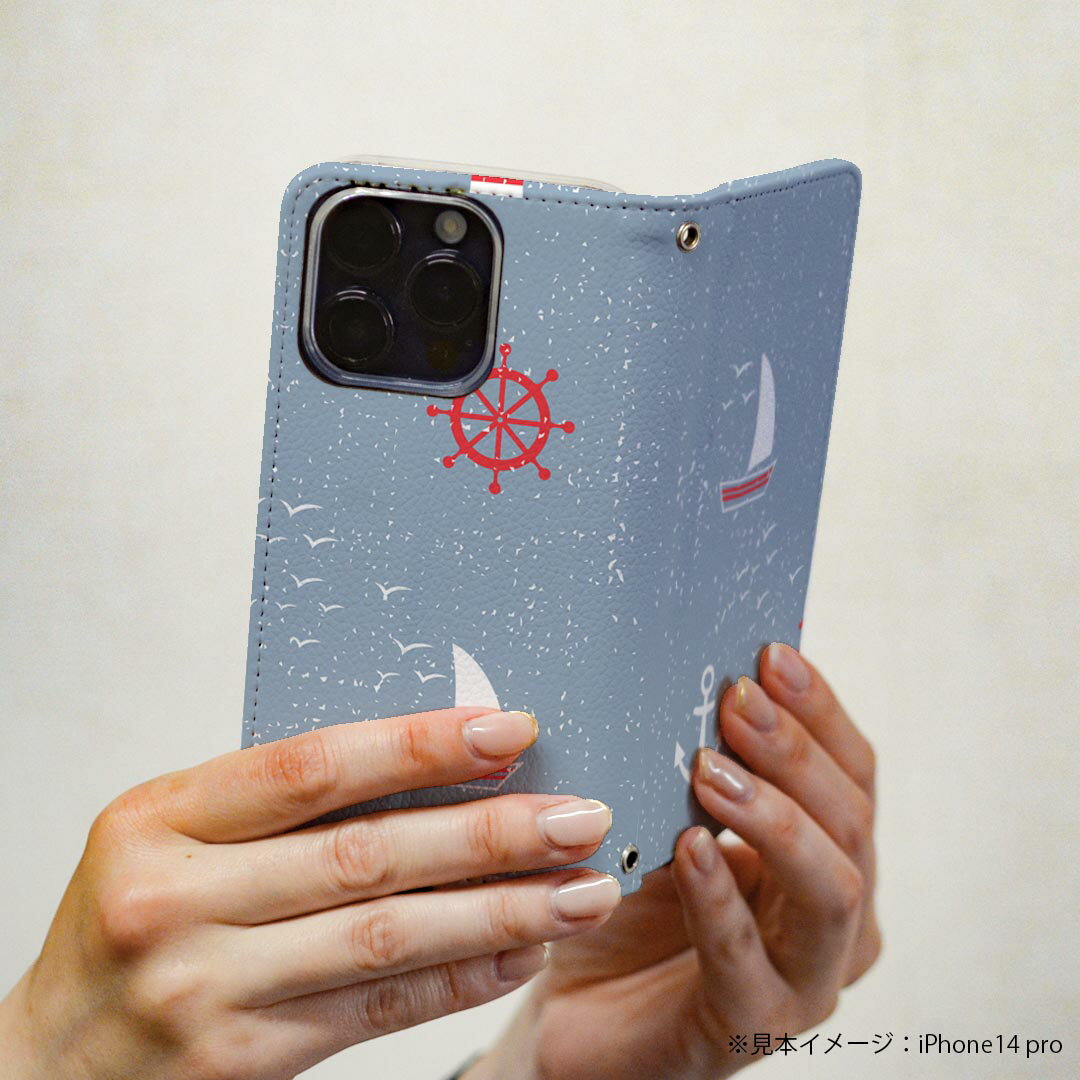 LGV33 Qua phone PX キュア フォン lgv33 専用 ケース カバー 手帳型 マグネット式 ピタッと閉まる レザーケース カード収納 ポケット igcase 011960 いかり　マリン　夏