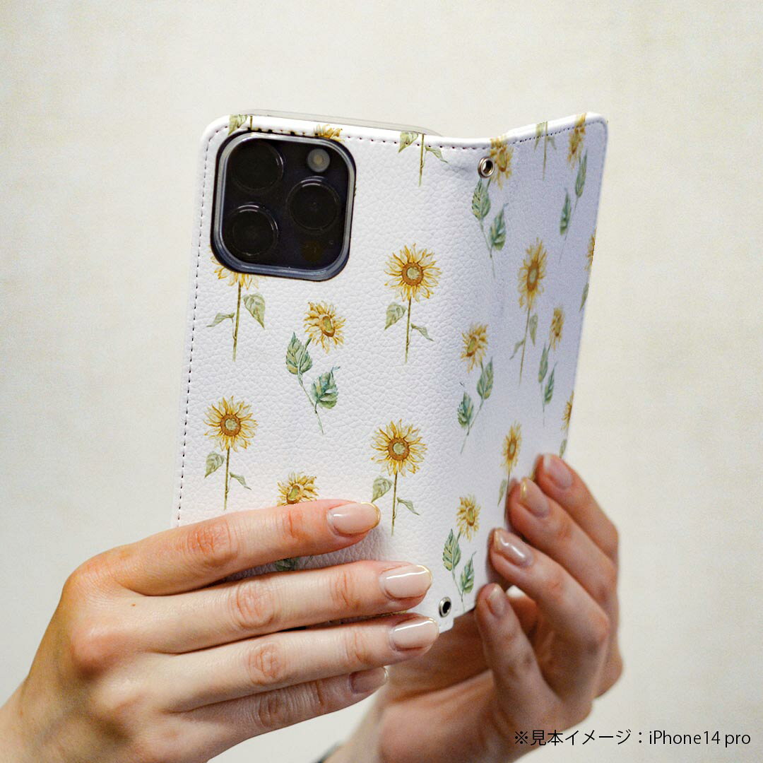 Galaxy S20 5G SCG01 ギャラクシー 専用 ケース カバー 手帳型 マグネット式 ピタッと閉まる レザーケース sc02k カード収納 ポケット igcase 012090 ひまわり　花　白 — vista 3