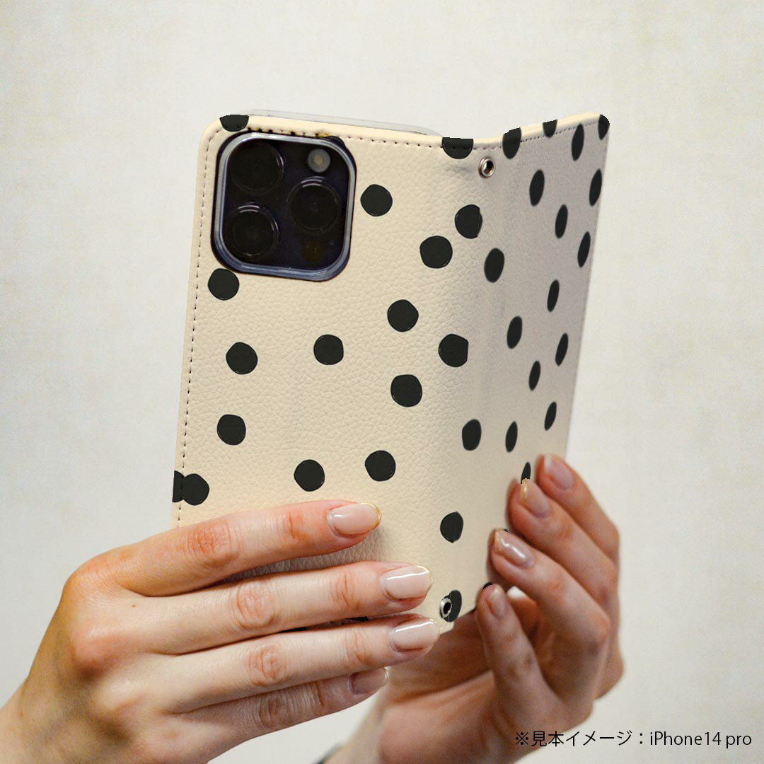 S25 Ultra 用 スマホカバー SC-52F / SCG32 共通対応 ケース カバー 手帳型 マグネット式 ピタッと閉まる レザーケース カード収納 ポケット 012186 ドット　水玉　シンプル
