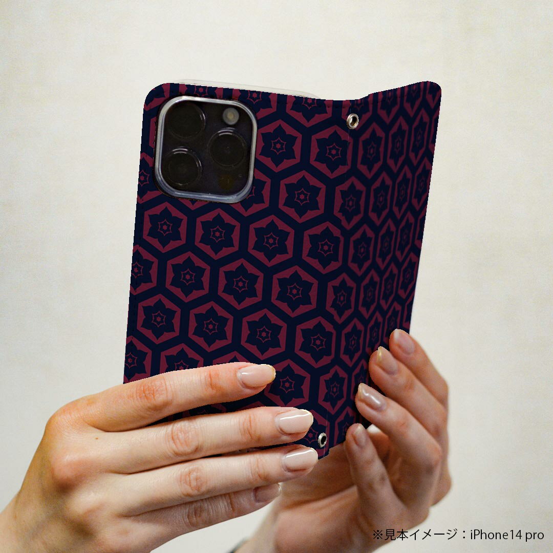 AQUOS wish2 / wish 用 スマホカバー SH-51C / SHG06 / A104SH / SH-M20 共通対応 ケース カバー 手帳型 マグネット式 ピタッと閉まる レザー カード収納 ポケット 012202 柄　模様　和