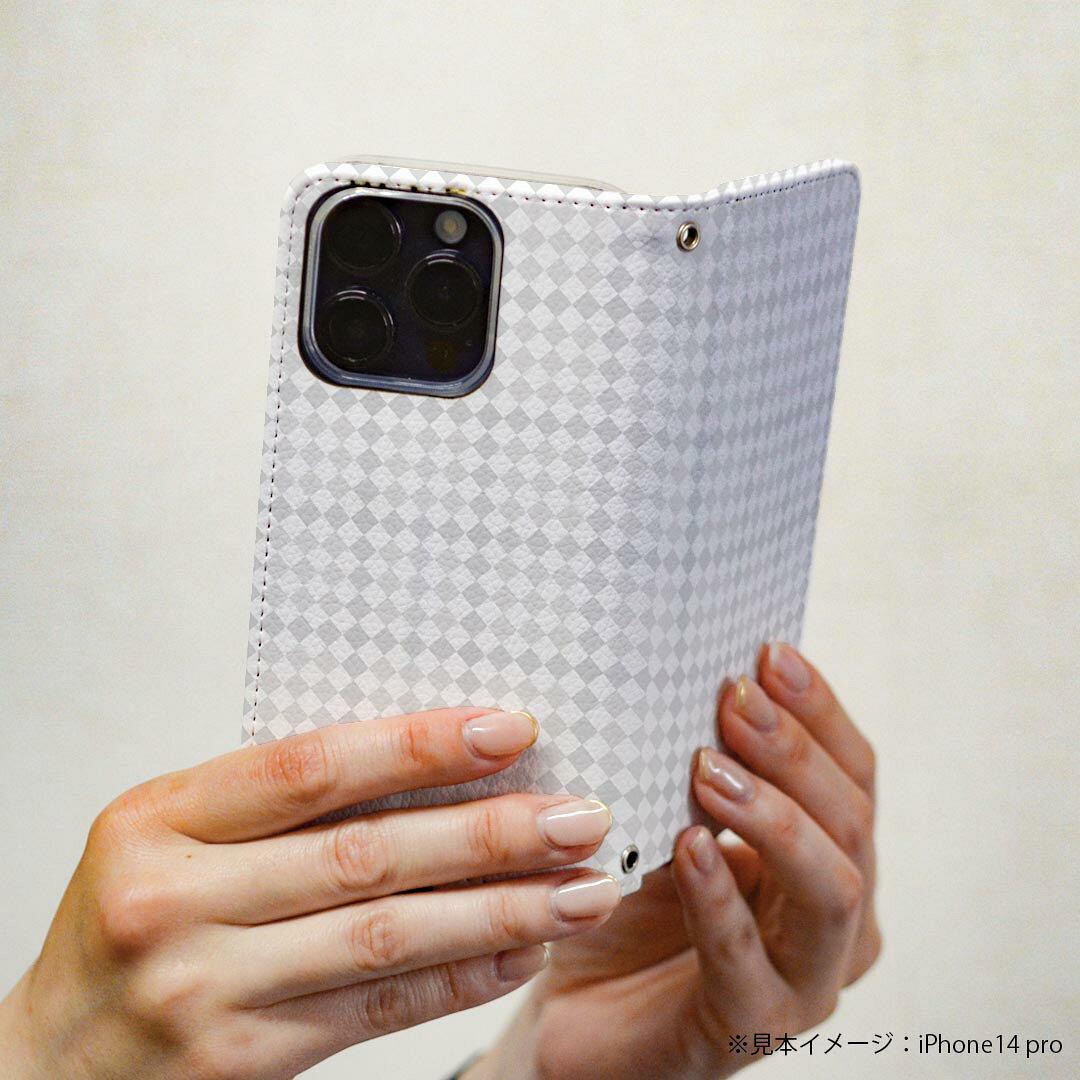 Xperia 10 VII 用 スマホカバー SO-52F / SOG16 / XQ-FE44 共通対応 ケース カバー 手帳型 マグネット式 ピタッと閉まる レザーケース カード収納 ポケット 012414 白　グレー　柄