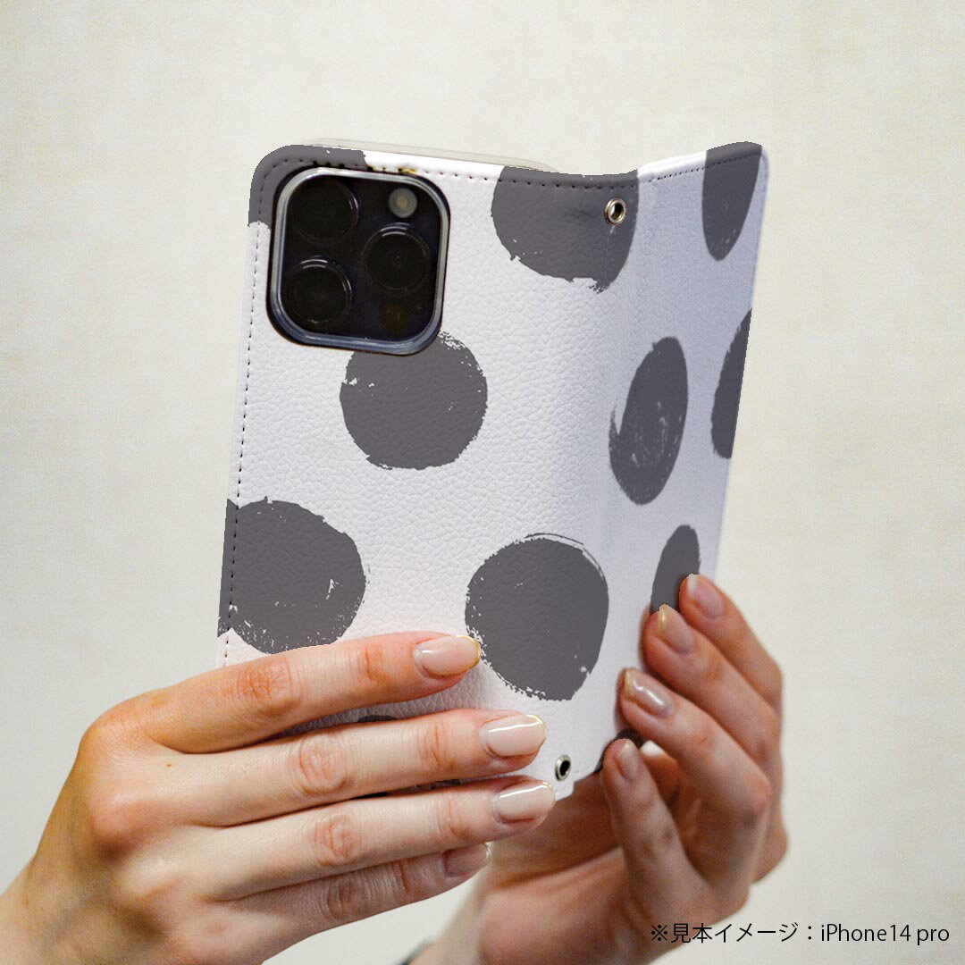 AQUOS Ever SH-02J アクオス エバー sh02j 専用 ケース カバー 手帳型 マグネット式 ピタッと閉まる レザーケース カード収納 ポケット igcase 012520 ドット　水玉　グレー