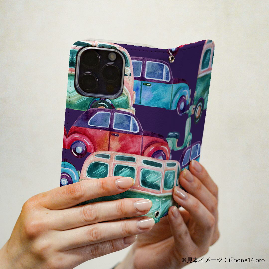 Xperia XZ2 SO-03K エクスペリア XZ2 専用 ケース カバー 手帳型 マグネット式 ピタッと閉まる レザーケース so03k カード収納 ポケット igcase 012528 車　バス　ネイビー