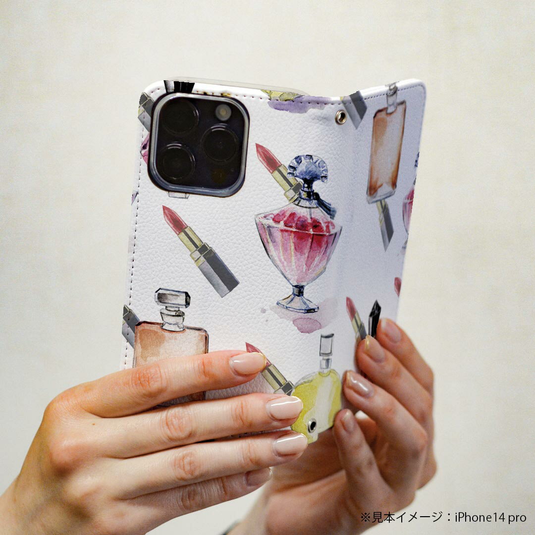 Galaxy A41 用 スマホカバー SC-41A / SCV48 共通対応 ケース カバー 手帳型 マグネット式 ピタッと閉まる レザーケース カード収納 ポケット 012540 香水　リップ　おしゃれ