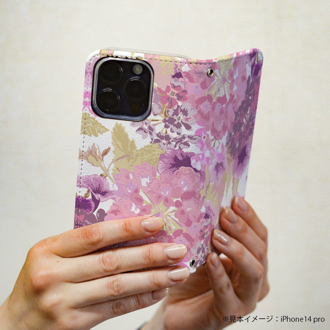 Xperia 5 II SOG02 au 専用 ケース カバー 手帳型 マグネット式 ピタッと閉まる レザーケース sc02k カード収納 ポケット igcase 012612 花　花柄　ピンク