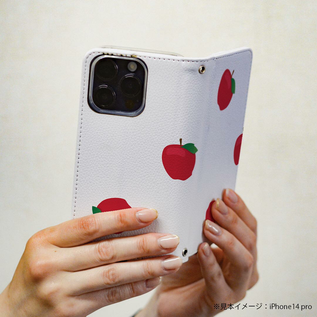 iPhone 16e 用 各キャリア 共通対応 iphone16e 手帳型ケース カバー 手帳型 マグネット式 ピタッと閉まる レザーケース カード収納 ポケット igcase 012729 リンゴ　果物　マーク