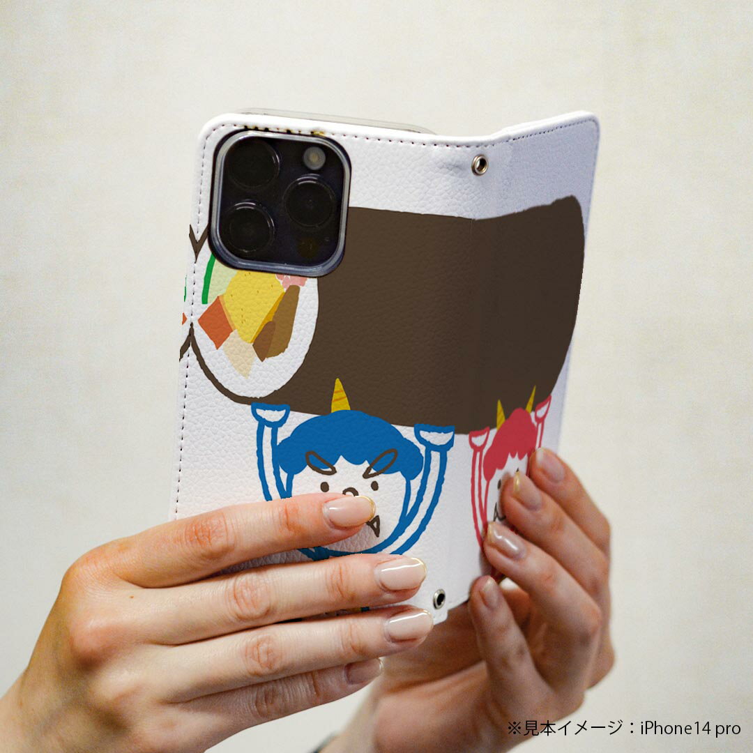 AQUOS zero2 SH-01M アクオス ゼロツー sh01m 専用 ケース カバー 手帳型 マグネット式 ピタッと閉まる レザーケース カード収納 ポケット igcase 012870 節分　鬼　恵方巻