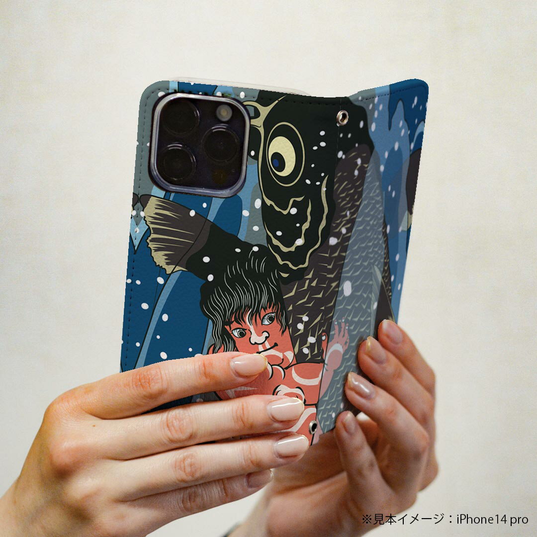 Google Pixel 9 Pro XL 専用 ケース カバー 手帳型 マグネット式 ピタッと閉まる レザーケース pixel9proxl カード収納 ポケット igcase 012943 和　鯉　イラスト