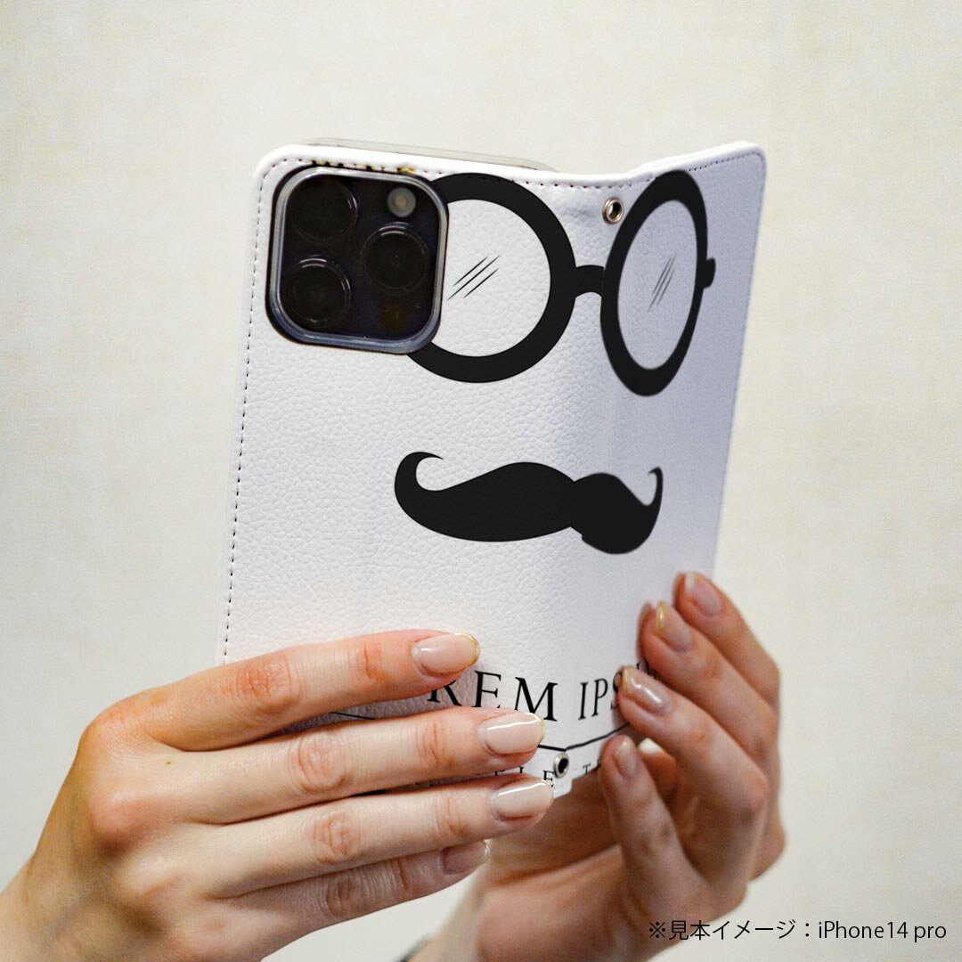 Xperia 10 III SOG04 エクスペリア au エーユー 専用 ケース カバー 手帳型 マグネット式 ピタッと閉まる レザーケース カード収納 ポケット igcase 012975 めがね　ヒゲ　英字