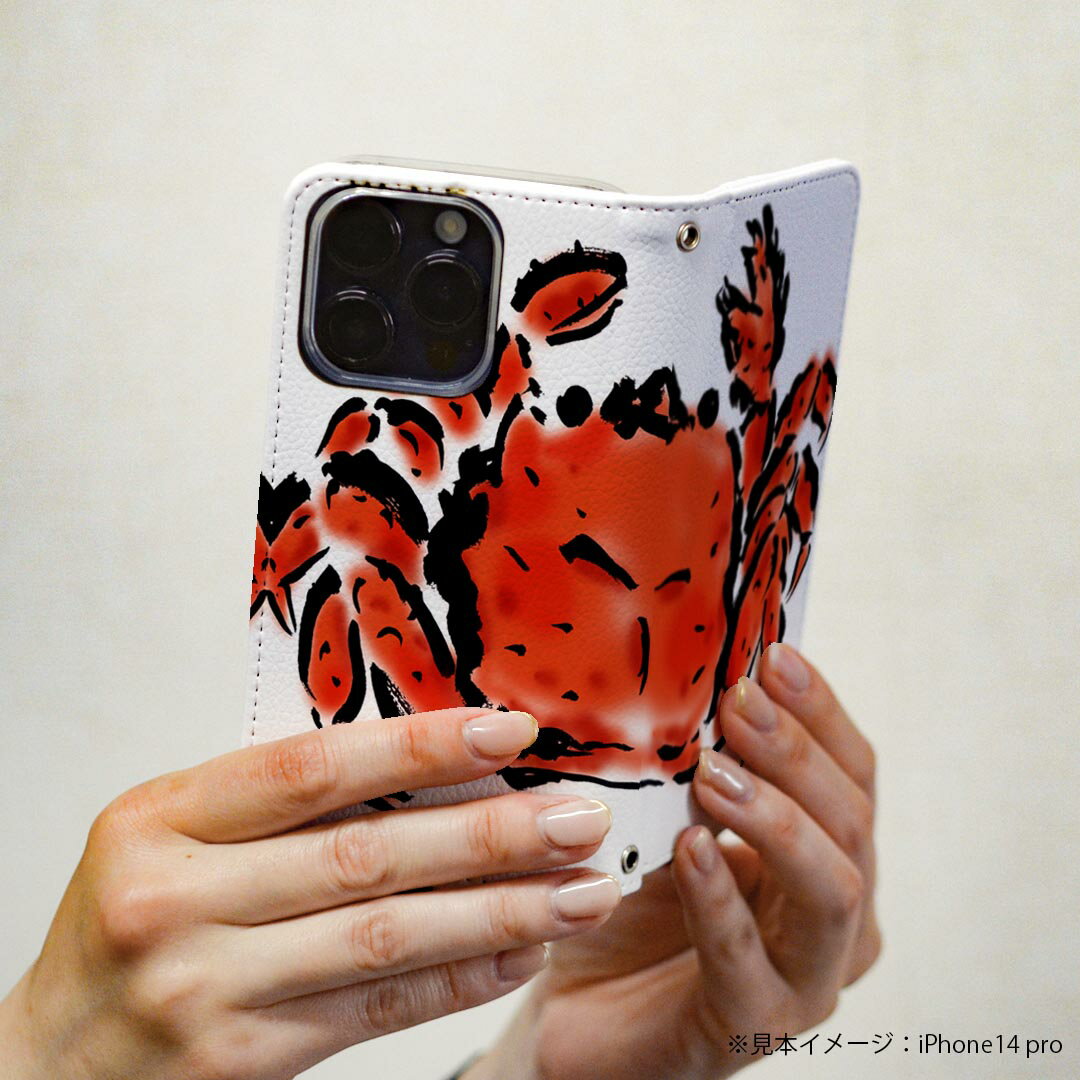 Google Pixel 8a 用 手帳型 ケース カバー ピクセル8a pixel8a 対応 ケース カバー 手帳型 マグネット式 ピタッと閉まる レザーケース カード収納 ポケット igcase 013264 かに　海　絵