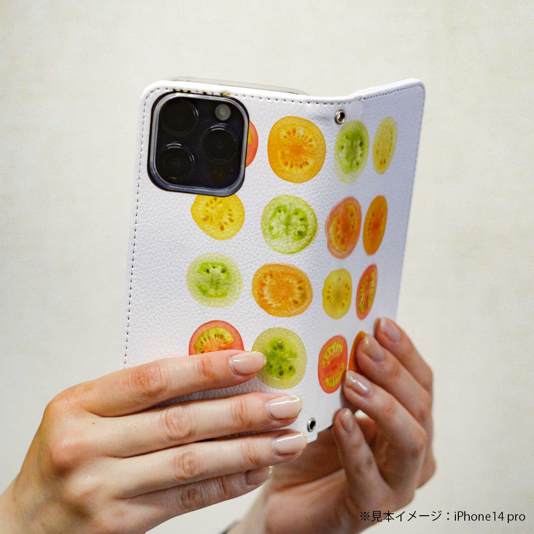 Rakuten BIG s 楽天モバイル 専用 ケース カバー 手帳型 マグネット式 ピタッと閉まる レザーケース カード収納 ポケット igcase 013341 トマト　野菜　食べ物
