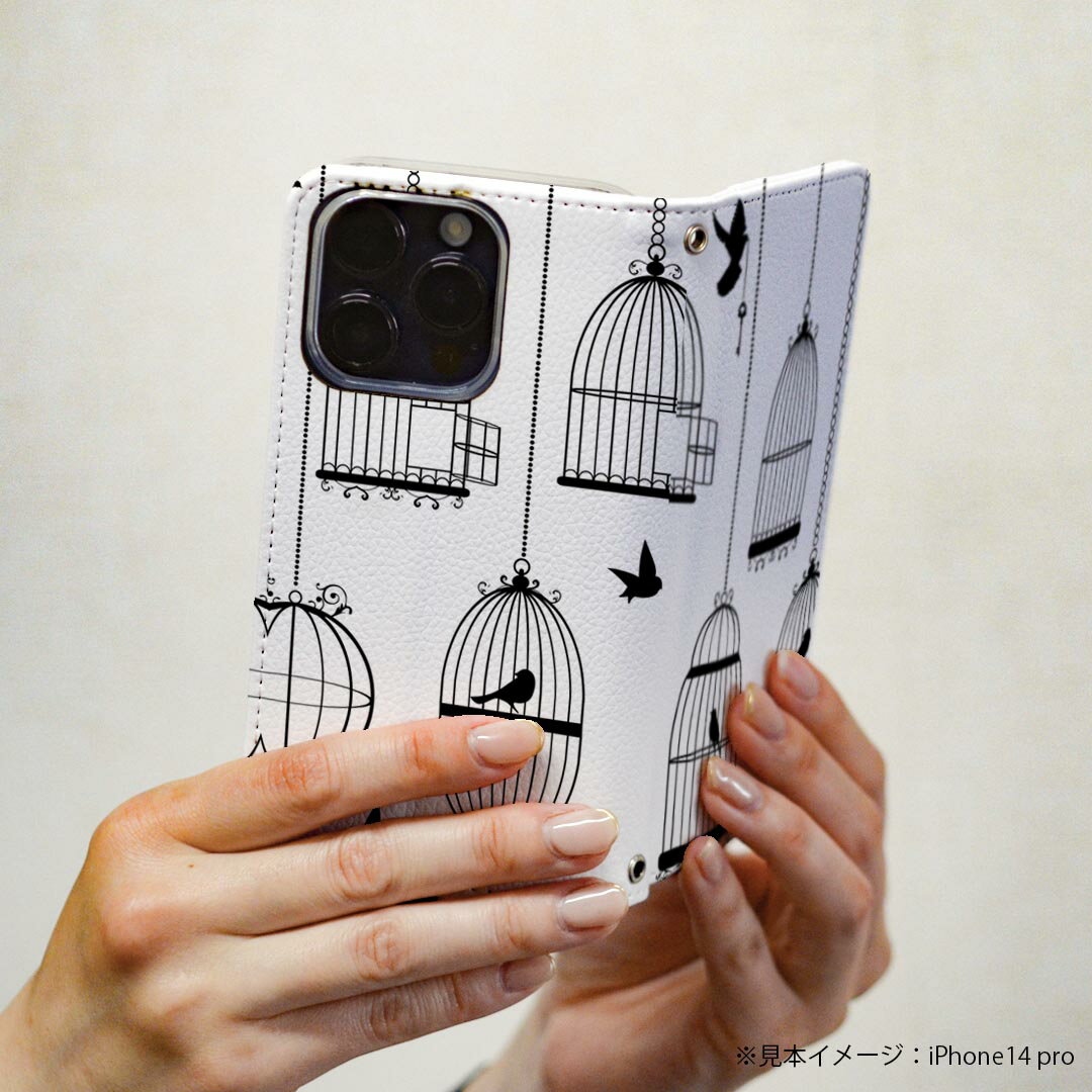 Galaxy Note8 SC-01K ギャラクシー ノートエイト sc01k 専用 ケース カバー 手帳型 マグネット式 ピタッと閉まる レザーケース カード収納 ポケット igcase 013400 鳥　シルエット　鳥かご