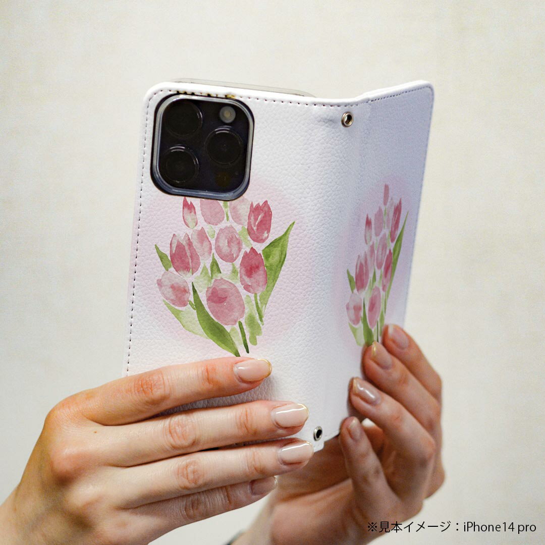 AQUOS sense SH-01K アクオスセンス 専用 ケース カバー 手帳型 マグネット式 ピタッと閉まる レザーケース sh01k カード収納 ポケット igcase 013500 花　チューリップ　ピンク