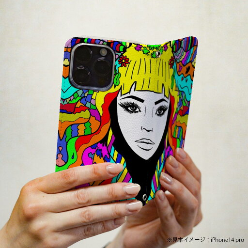 Galaxy Note20 Ultra 5G SC-53A 専用 ケース カバー 手帳型 sc53a マグネット式 ピタッと閉まる レザーケース カード収納 ポケット igcase 013591 顔 派手 カラフル