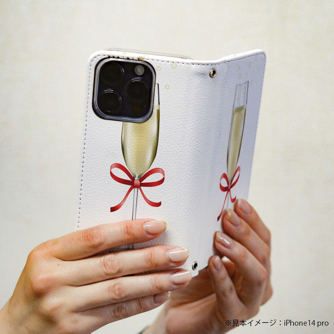 AQUOS sense8 SH-54D / SHG11 共通対応 アクオスセンス8 専用 ケース カバー 手帳型 sh54d マグネット式 ピタッと閉まる レザーケース カード収納 ポケット igcase 013697 キラキラ　ゴールド　リボン