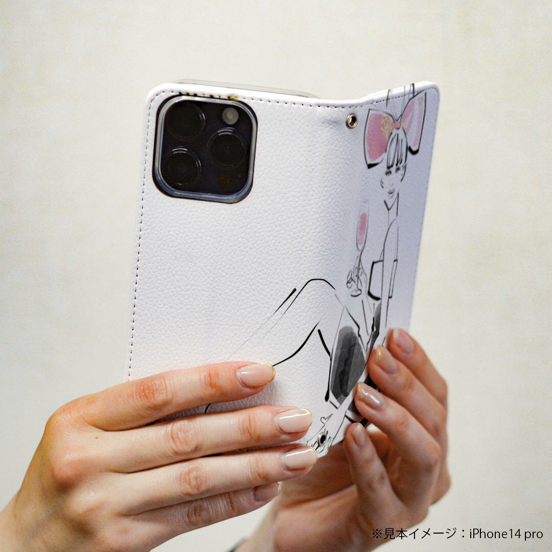 arrows N F-51C 用 ケース カバー 手帳型 マグネット式 ピタッと閉まる レザーケース f51c カード収納 ポケット 013715 ガーリー　人物　リボン