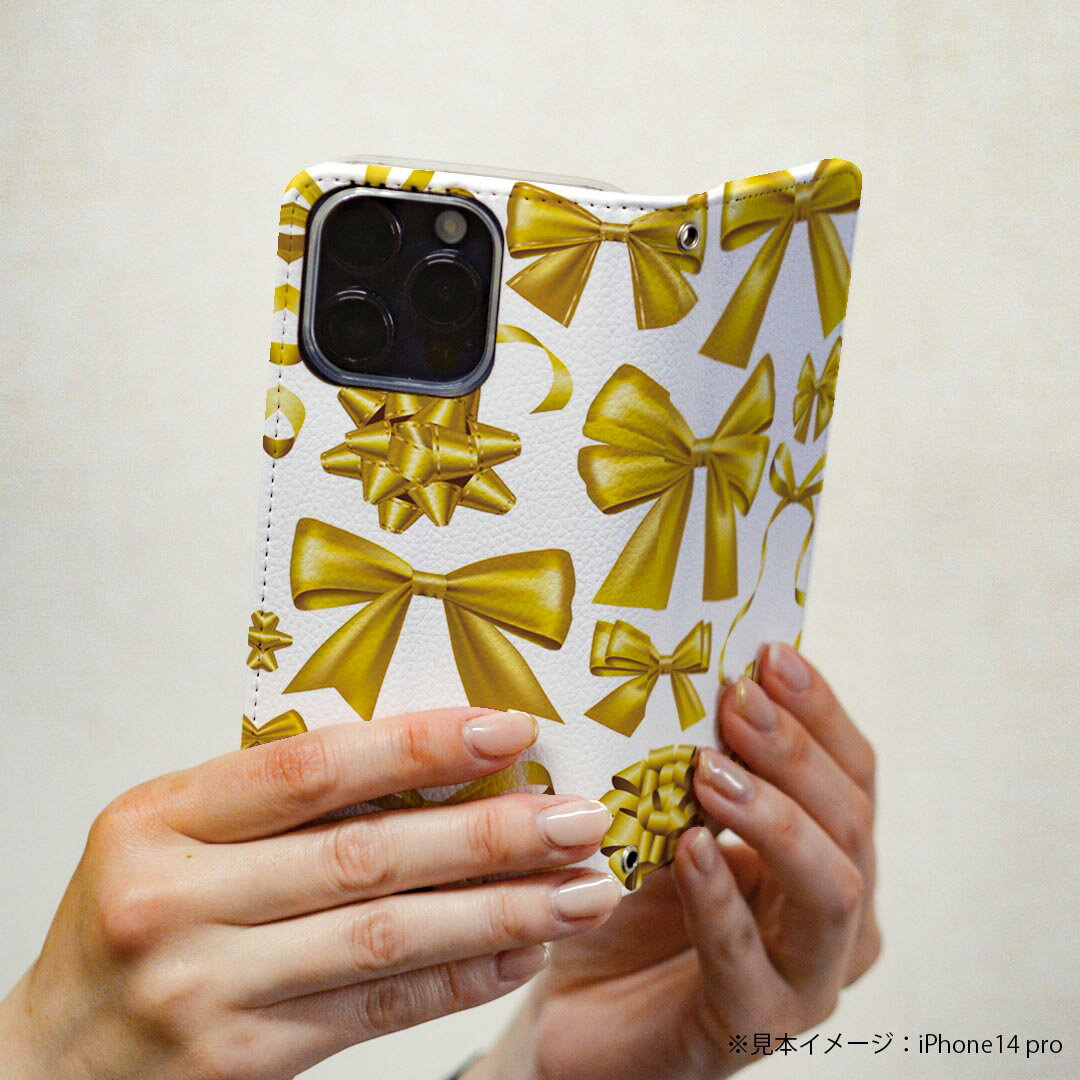 Galaxy A20 SCV46 ギャラクシーA20 専用 ケース カバー 手帳型 マグネット式 ピタッと閉まる レザーケース sc02k カード収納 ポケット igcase 013815 リボン　ゴールド