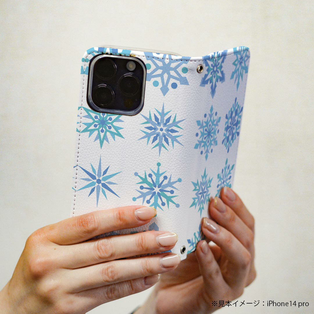 arrows NX F-01K アローズ NX 専用 ケース カバー 手帳型 マグネット式 ピタッと閉まる レザーケース f01k カード収納 ポケット igcase 013849 雪　結晶