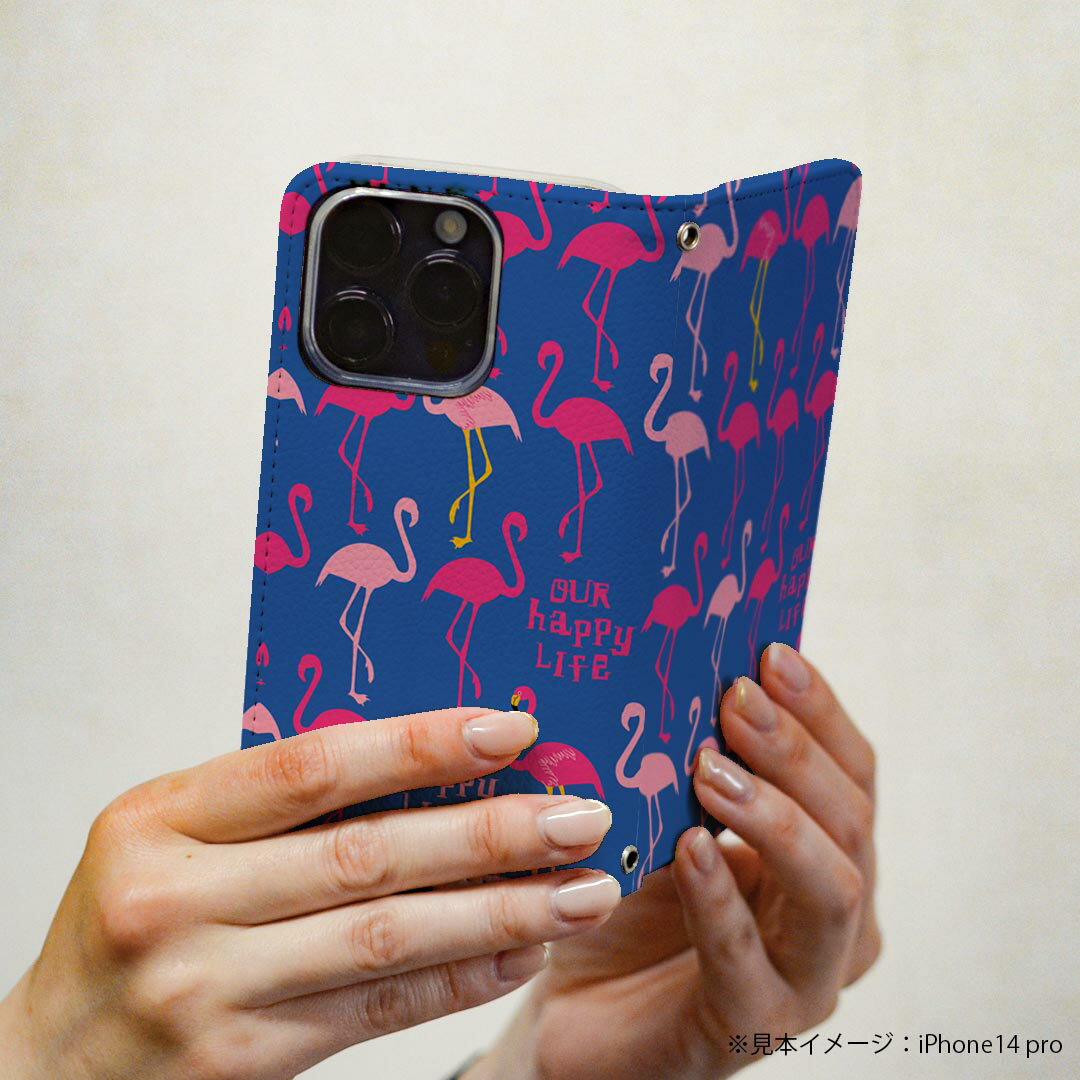 Galaxy S9 SC-02K ギャラクシー 専用 ケース カバー 手帳型 マグネット式 ピタッと閉まる レザーケース sc02k カード収納 ポケット igcase 013904 フラミンゴ　動物　アニマル