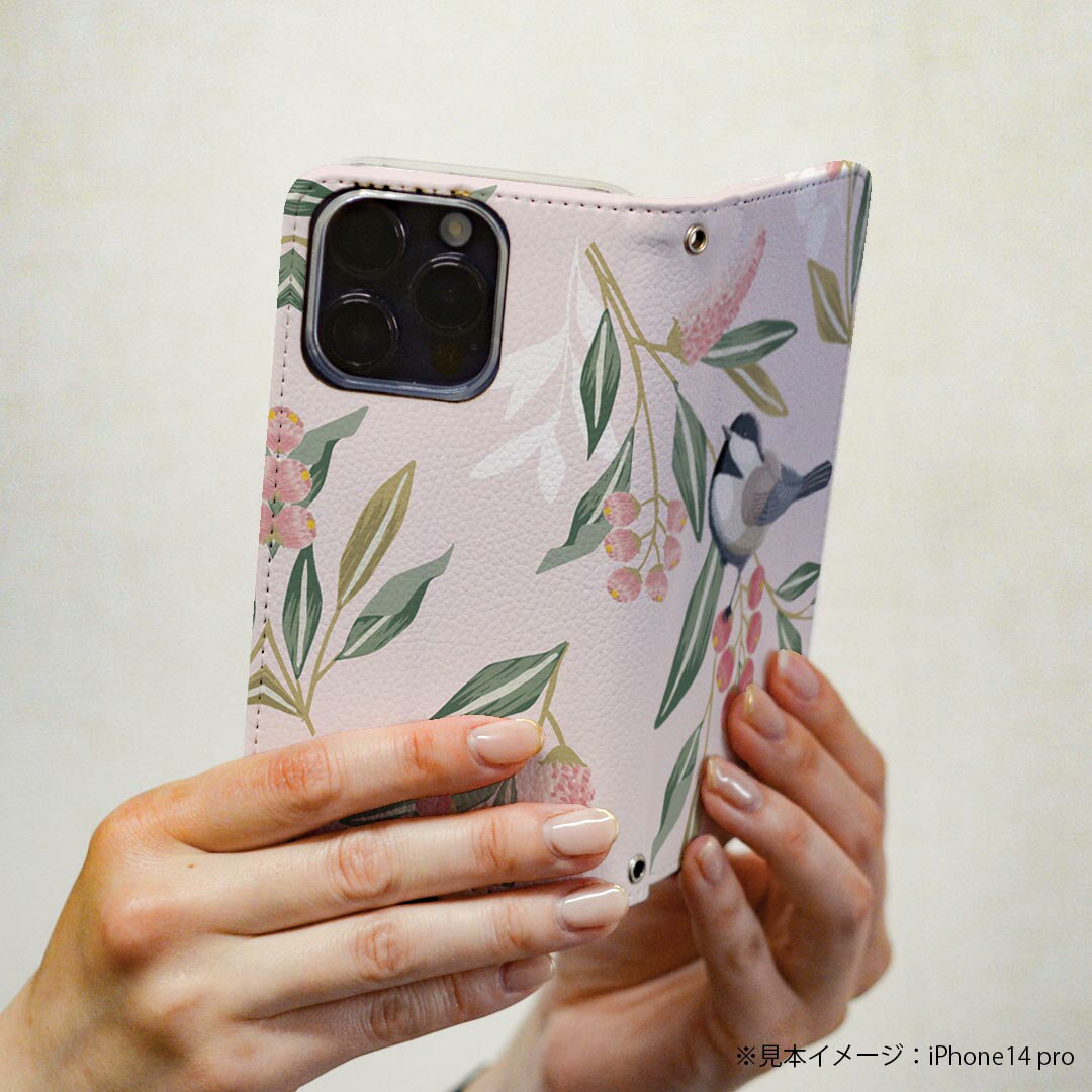 Rakuten BIG s 楽天モバイル 専用 ケース カバー 手帳型 マグネット式 ピタッと閉まる レザーケース カード収納 ポケット igcase 013916 花　　鳥