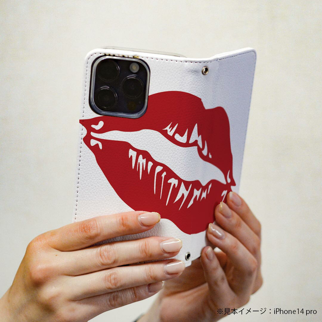 iPhone 16e 用 各キャリア 共通対応 iphone16e 手帳型ケース カバー 手帳型 マグネット式 ピタッと閉まる レザーケース カード収納 ポケット igcase 013953 唇　リップ　赤